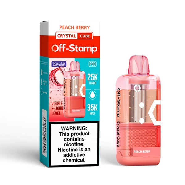 Off Stamp X Cube Crystal 35K Disposable POD peach berry with packaging