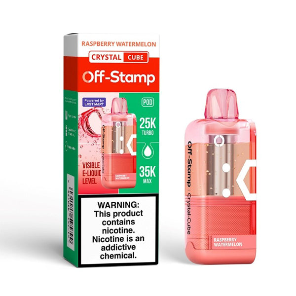 Off Stamp X Cube Crystal 35K Disposable POD raspberry watermelon with packaging