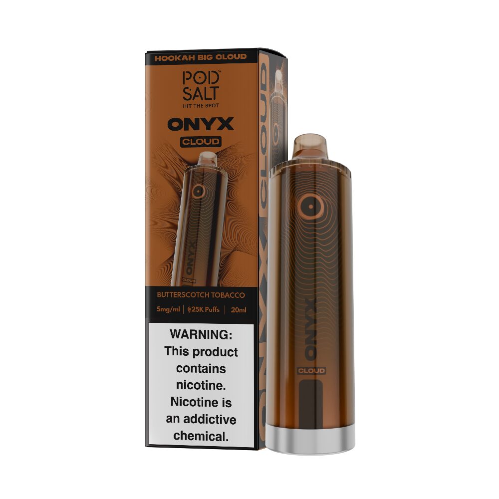 Onyx Cloud 25K Disposable butterscotch tobacco with packaging