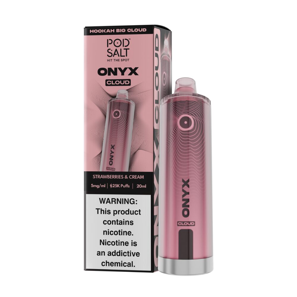 Onyx Cloud 25K Disposable strawberries and cream with packaging