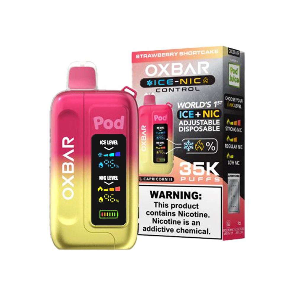Ice-Nic Control 35000 Puffs Disposable E-Cig by Oxbar 50mg 14mL - Strawberry Shortcake with packaging