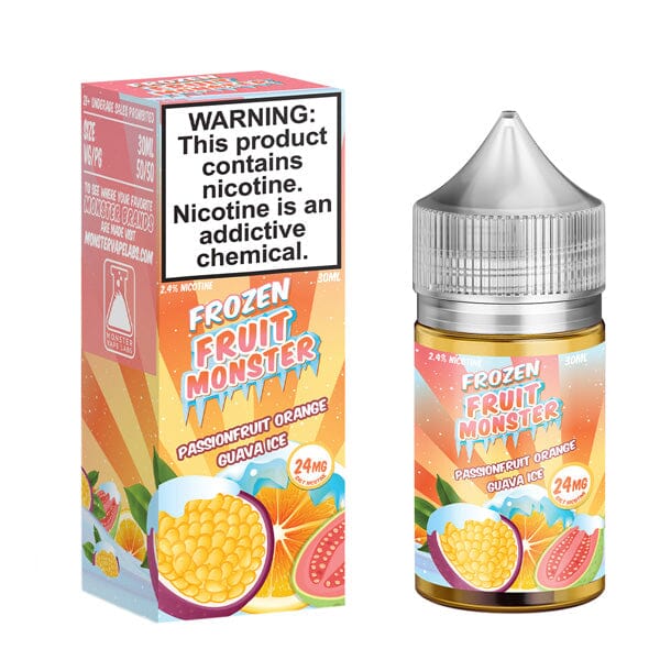 Passionfruit Orange Guava Ice By Frozen Fruit Monster Salts E-Liquid with packaging