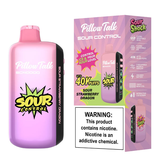 Pillow Talk SC40k Disposable sour strawberry dragon with packaging