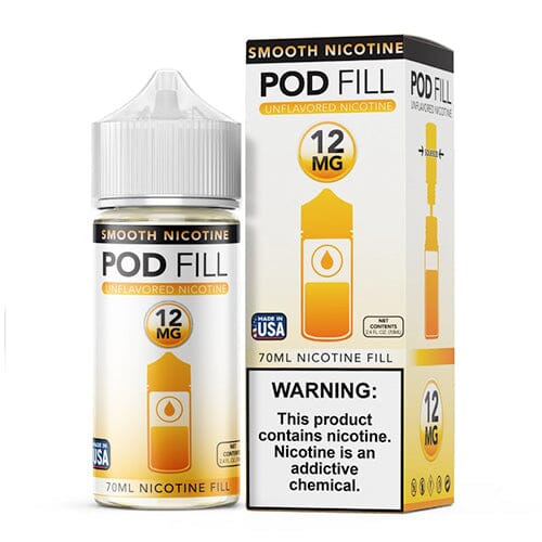 Pod Fill Unflavored Salt Nicotine Base | 70mL 12mg with Packaging