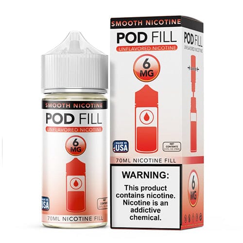Pod Fill Unflavored Salt Nicotine Base | 70mL 6mg with Packaging