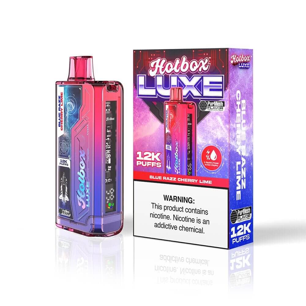 Puff HotBox Luxe Disposable 12000 puffs 20mL 50mg Blue Razz Cherry Lime with Packaging