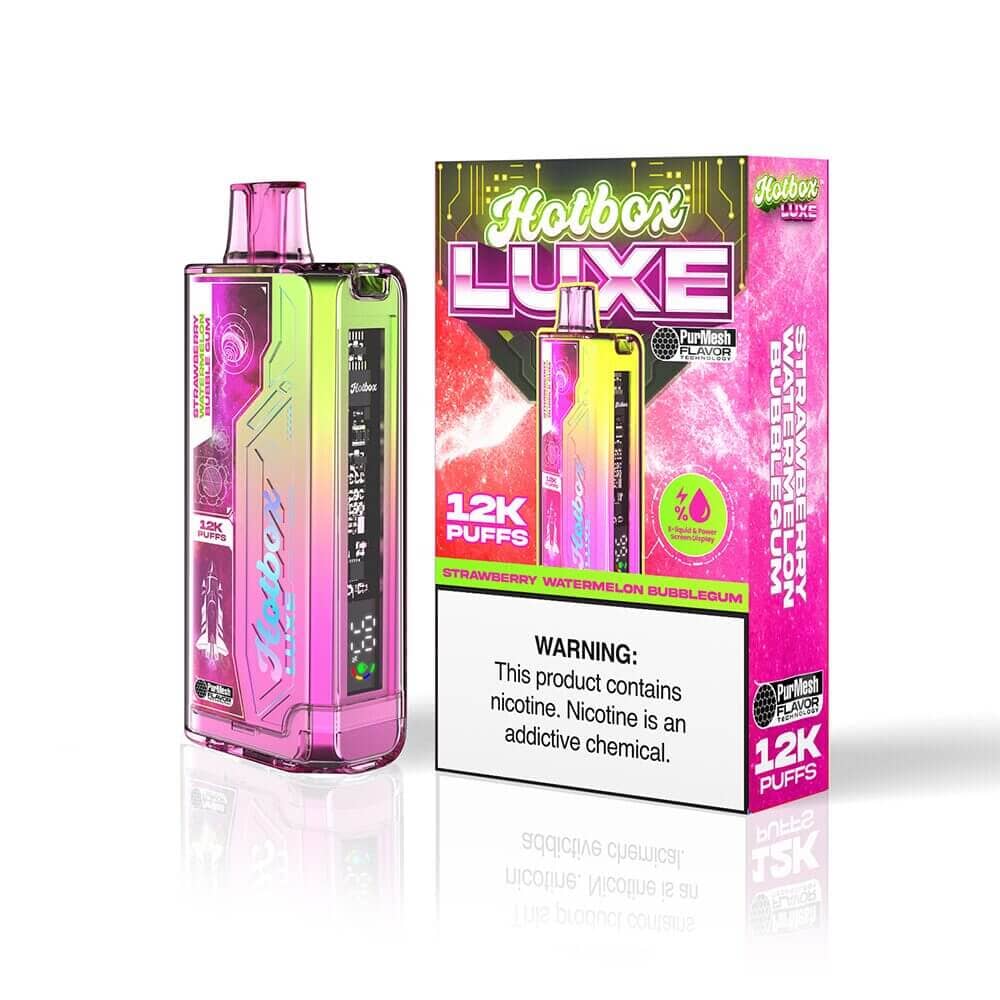 Puff HotBox Luxe Disposable 12000 puffs 20mL 50mg Strawberry Watermelon Bubblegum with Packaging