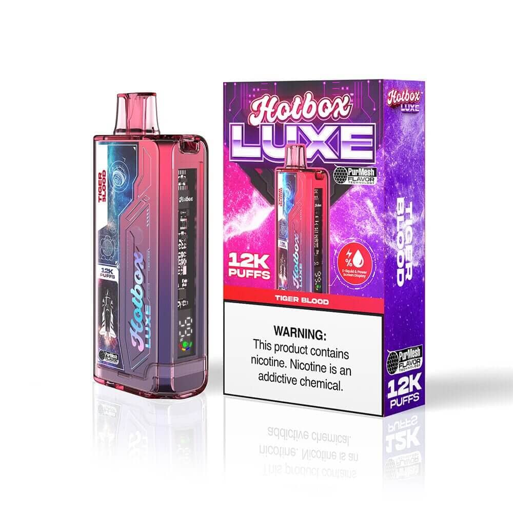 Puff HotBox Luxe Disposable 12000 puffs 20mL 50mg Tiger Blood with Packaging