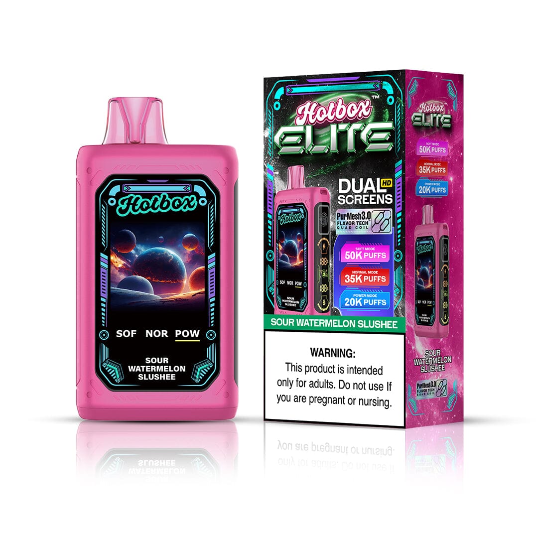 Puff Labs Hotbox Elite Disposable sour watermelon slushie with packaging
