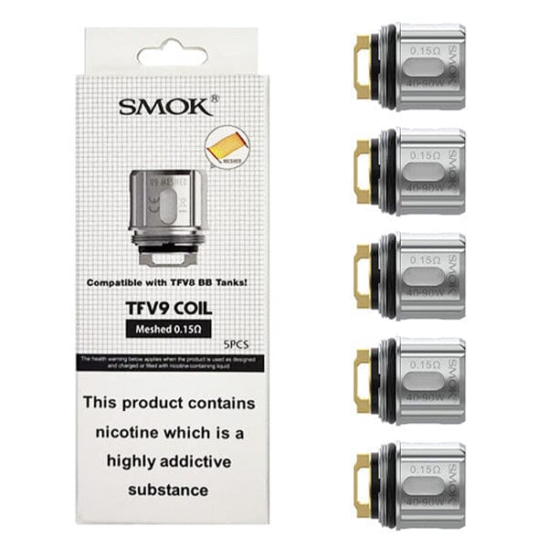 SMOK TFV9 Replacement Coils (5-Pack) - Meshed 0.15ohm with packaging