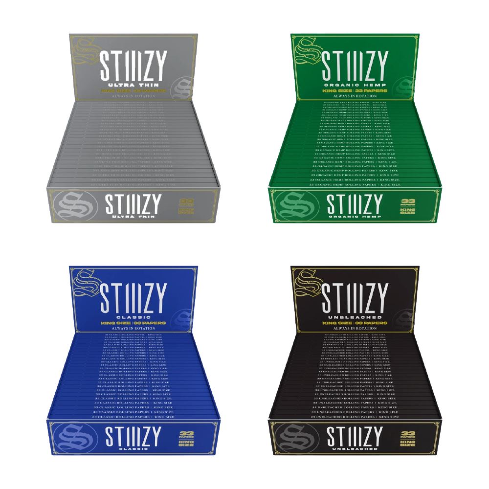 STIIIZY Premium Rolling Papers KING SIZE 33-Sheet Booklet (24pc Display) Group Photo