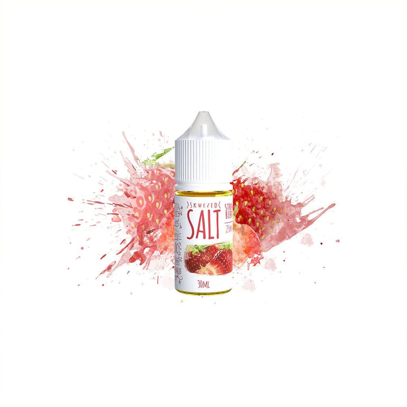 Strawberry By Skwezed Salt E-Liquid bottle with background