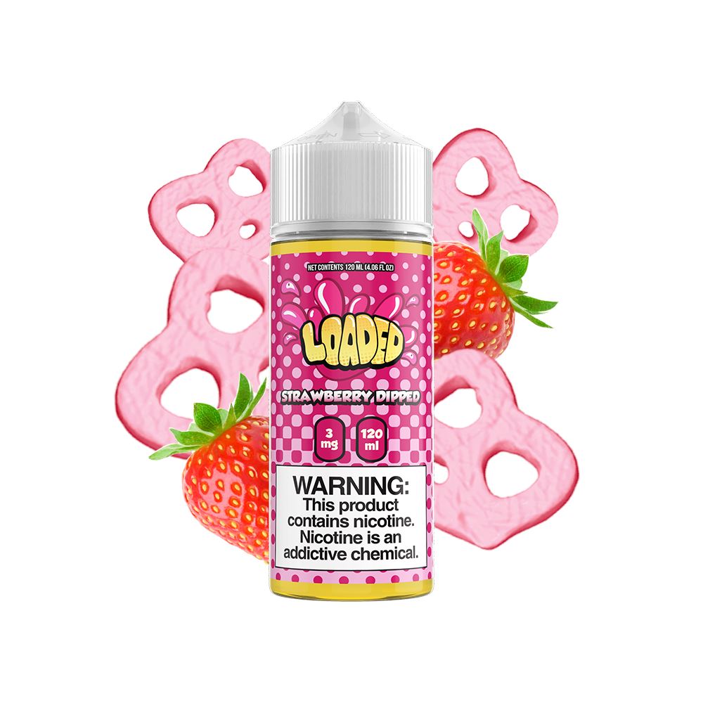 Strawberry Dipped By Loaded E-Liquid with background
