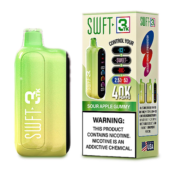 SWFT 3TK Nic + Sweet + Ice Control Disposable with packaging sour apple gummy