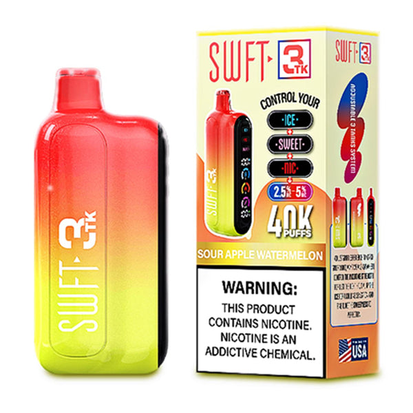 SWFT 3TK Nic + Sweet + Ice Control Disposable with packaging sour apple watermelon