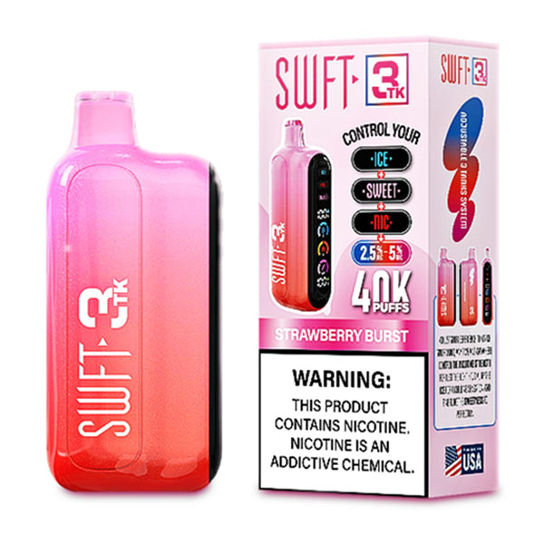 SWFT 3TK Nic + Sweet + Ice Control Disposable with packaging strawberry burst