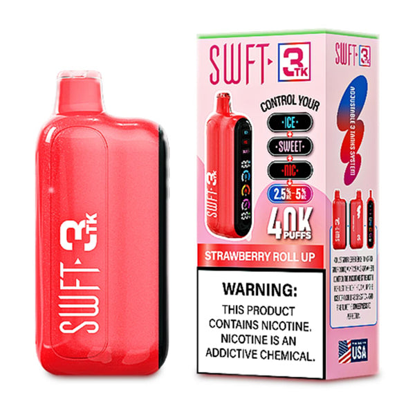 SWFT 3TK Nic + Sweet + Ice Control Disposable with packaging strawberry roll up
