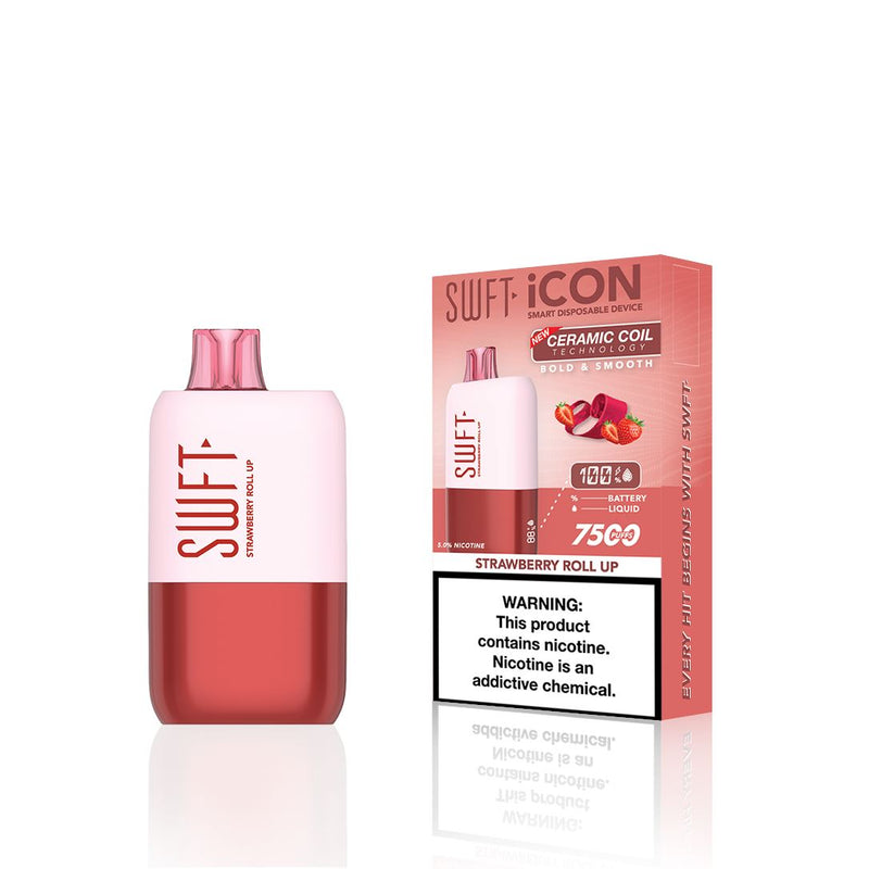 SWFT Icon Disposable | 7500 Puffs | 17mL | 5% - Strawberry Roll Up with packaging