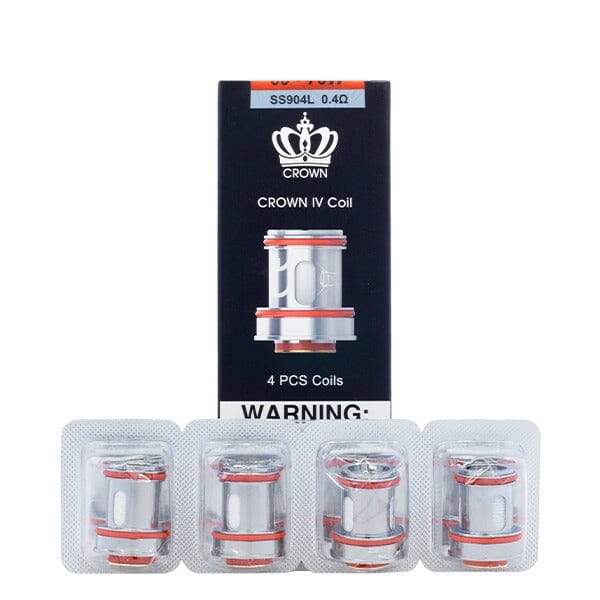 Uwell Crown 4 Replacement Coils (Pack of 4) ss904L 0.4ohm with packaging