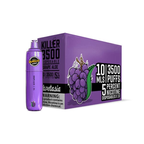 Vapetasia – Killer Fruits Disposable | 3500 Puffs | 10mL - Grape Aloe with packaging
