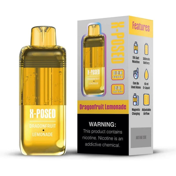 X-Posed 35K Disposable dragonfruit lemonade with packaging