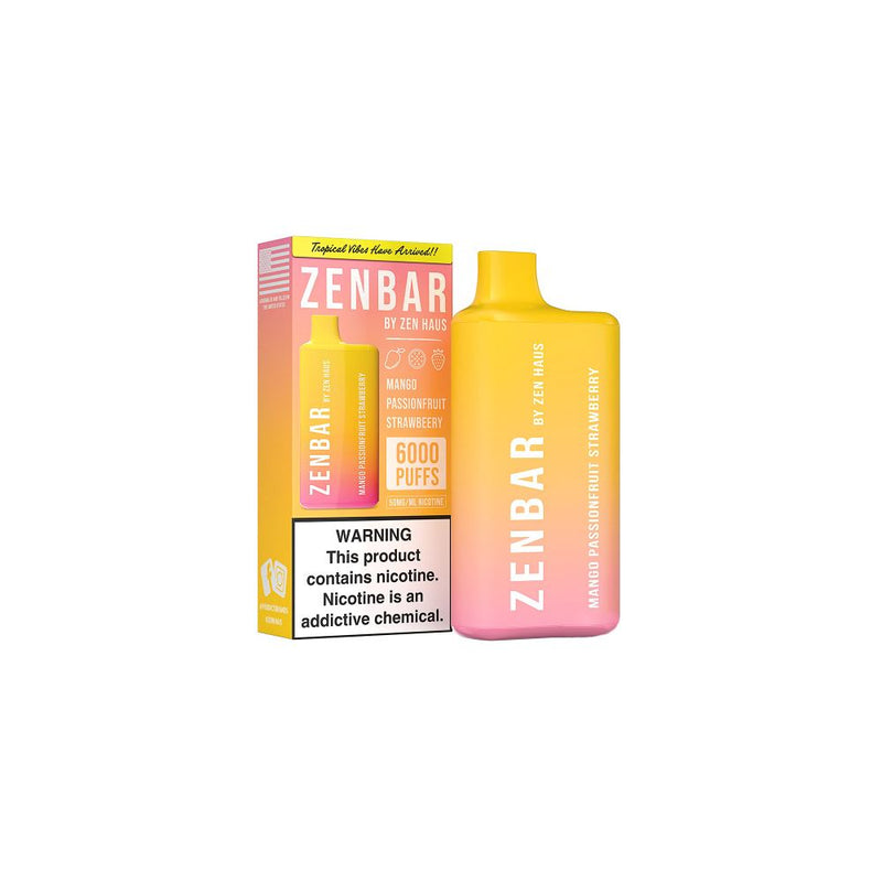 Zen Bar Disposable 6000 Puffs 13mL 50mg - Mango Passionfruit Strawberry with Packaging