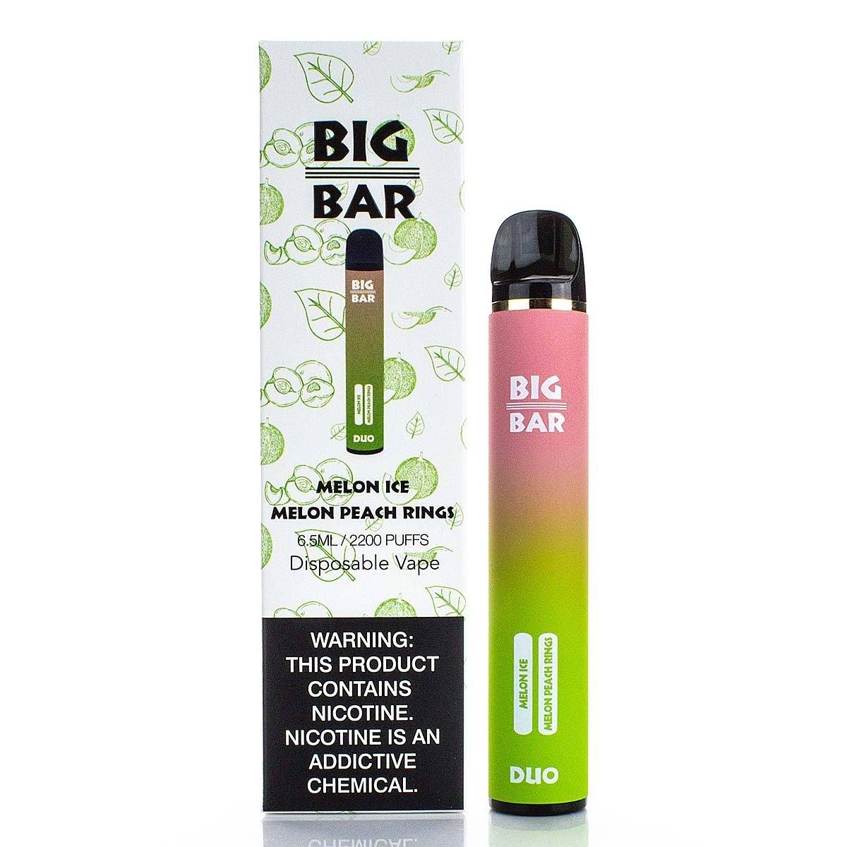 Big Bar DUO 5% Disposable (Individual) - 2200 Puffs melon ice melon peach rings with packaging