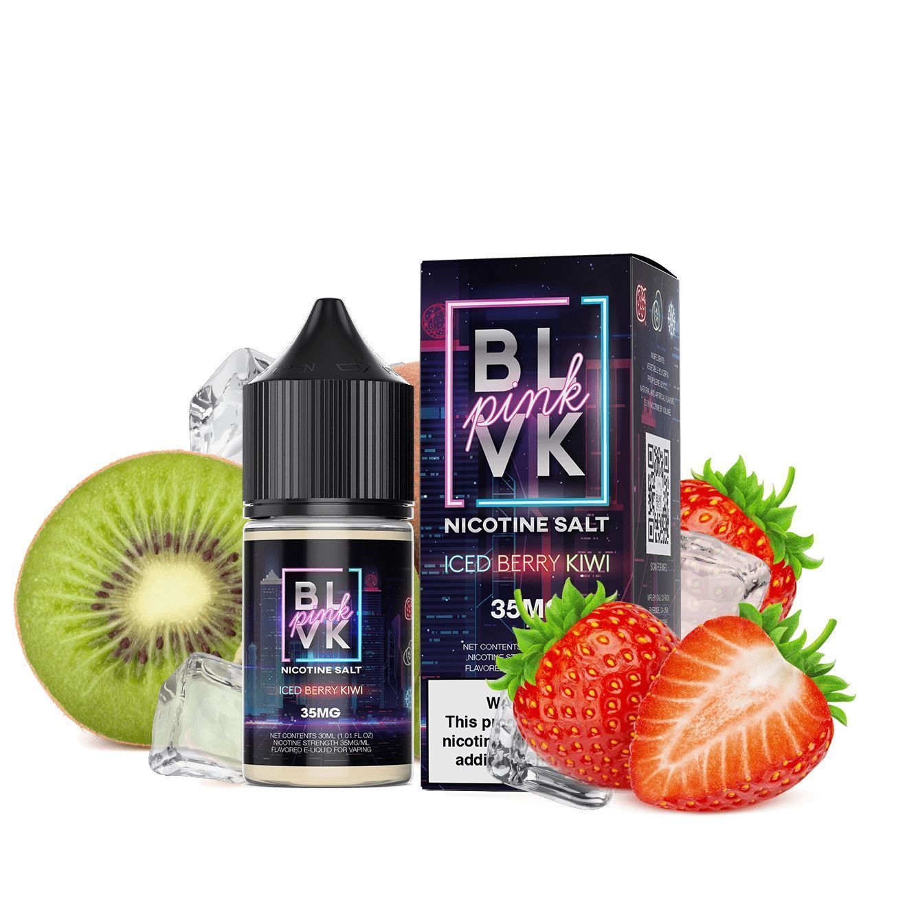 Strawberry Kiwi Ice (Iced Berry Kiwi) by BLVK Pink Salt Series 30ml with packaging
