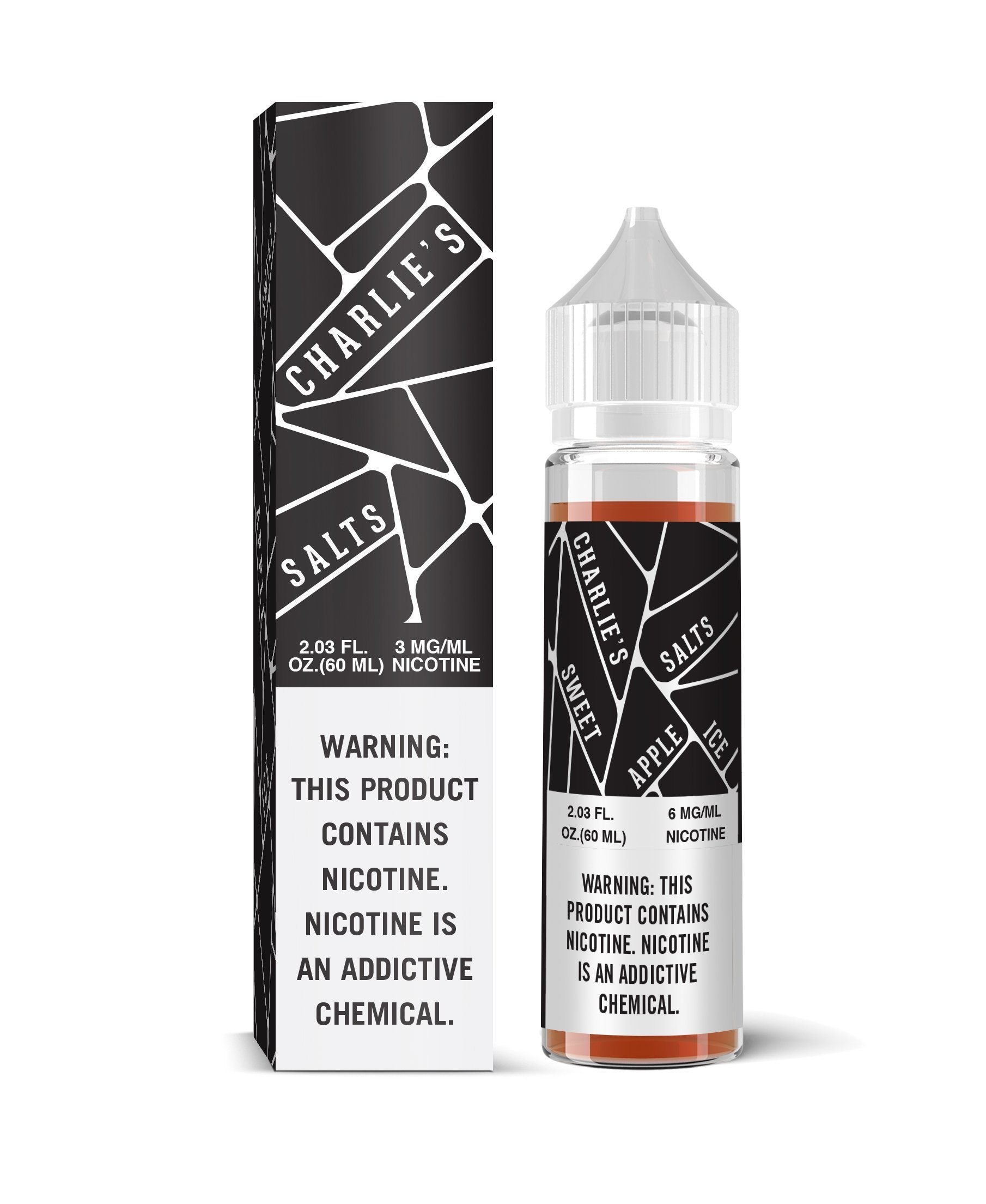 CHARLIE'S SALTS | Black - Sweet Apple Ice 60ML eLiquid with packaging