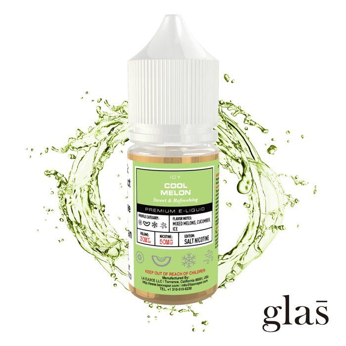 Cool Melon by Glas BSX Salts TFN 30ml bottle with background
