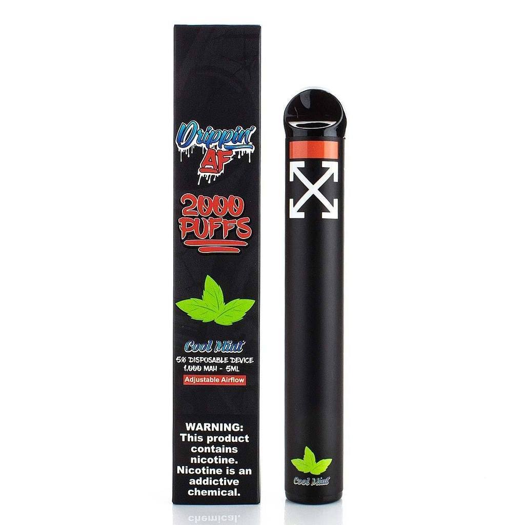 DRIPPIN AF Disposable E-Cigs 2000 Puff (Individual) cool mint with packaging