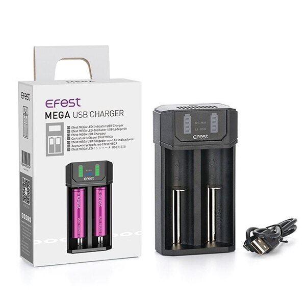 Efest Mega USB Charger (2-Bay) with packaging