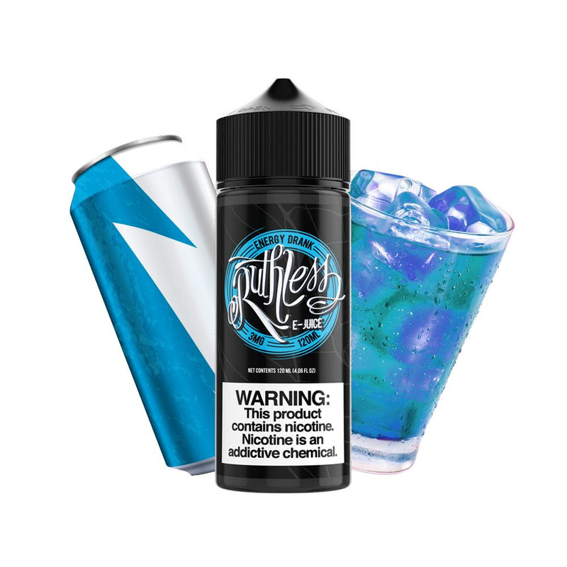 Energy Drank by Ruthless 120ml Bottle with background