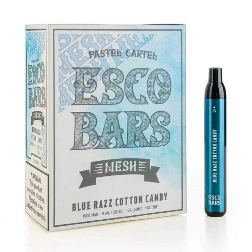 Esco Bars Mesh Disposable | 2500 Puffs | 6mL blue razz cotton candy with packaging