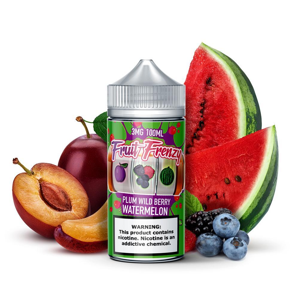 FRUIT FRENZY | Plum Berry Watermelon 100ML eLiquid bottle with background