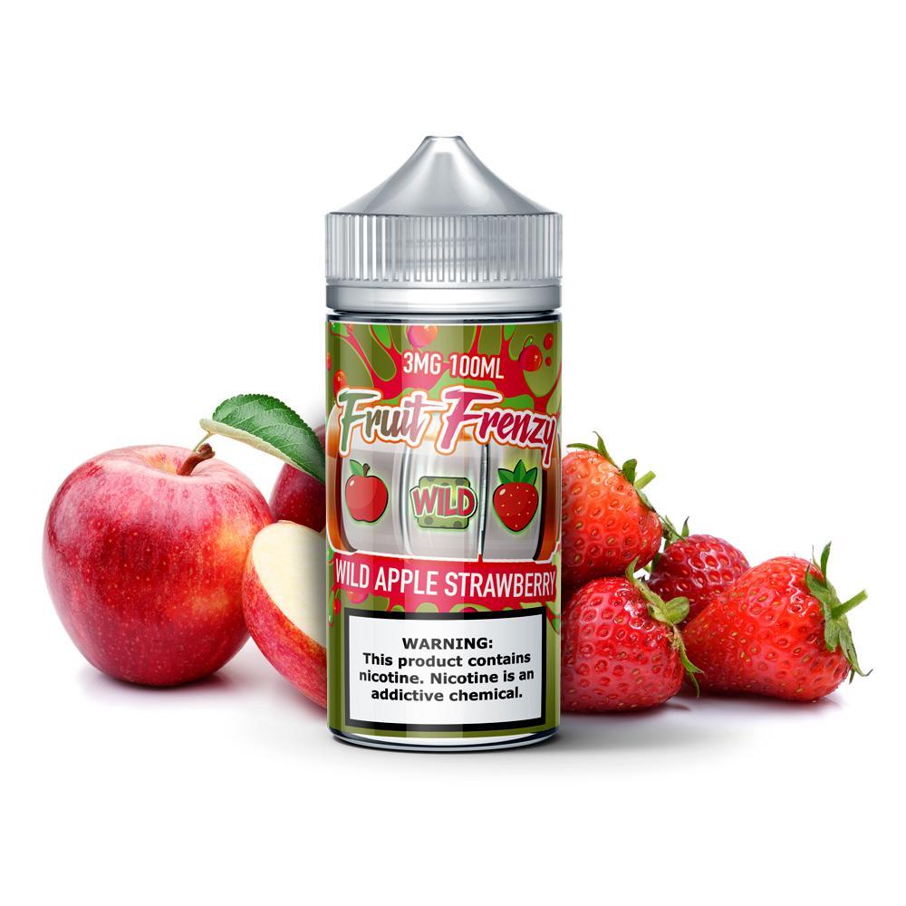 FRUIT FRENZY | Wild Apple Strawberry 100ML eLiquid bottle with background