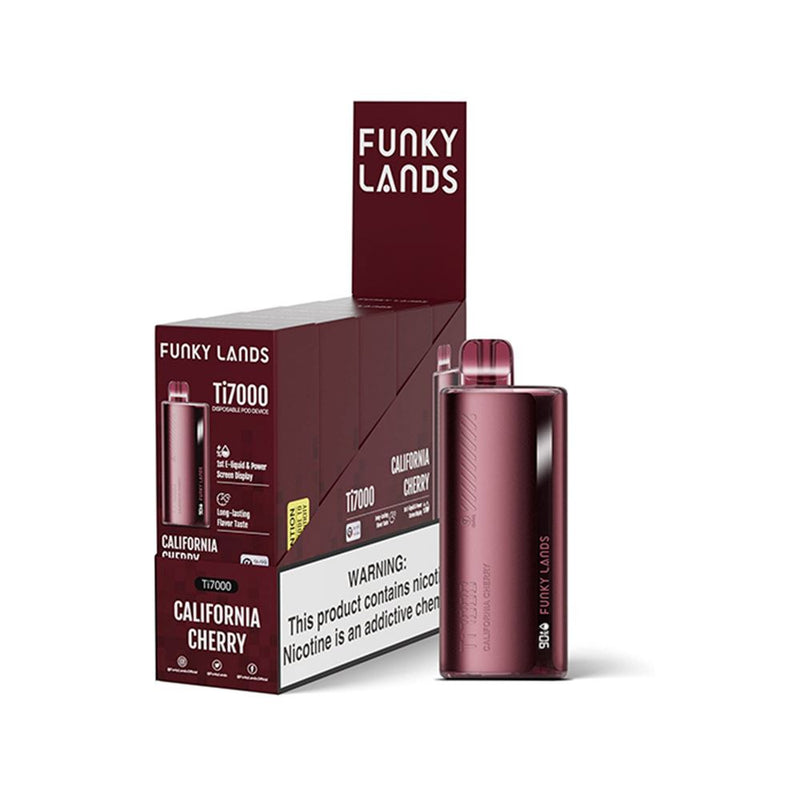 Funky Land Ti7000 Disposable 7000 Puff 12.8mL 40-50mg California Cherry with Packaging