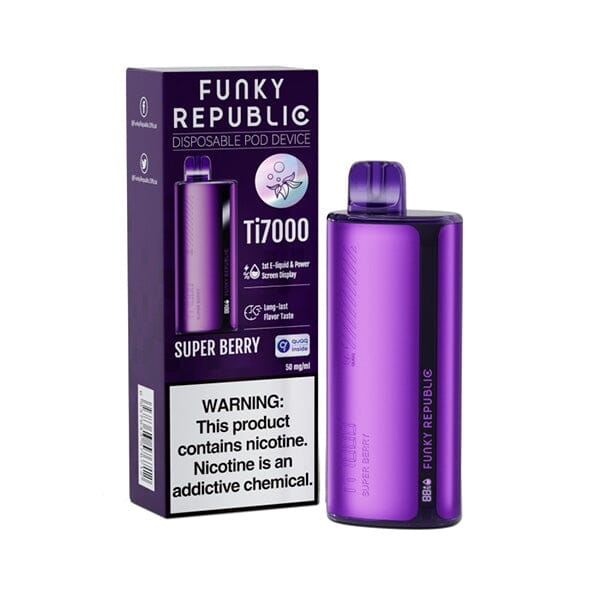 Funky Republic Ti7000 Disposable 7000 Puff 12.8mL 50mg super berry with packaging
