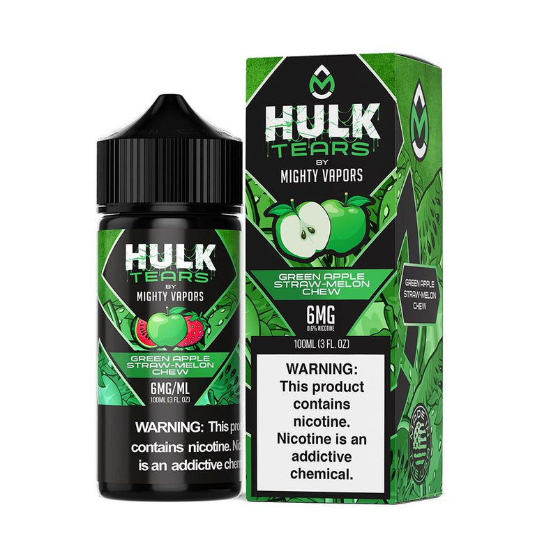 Green Apple Straw-Melon Chew | Mighty Vapors Hulk Tears | 100mL with Packaging
