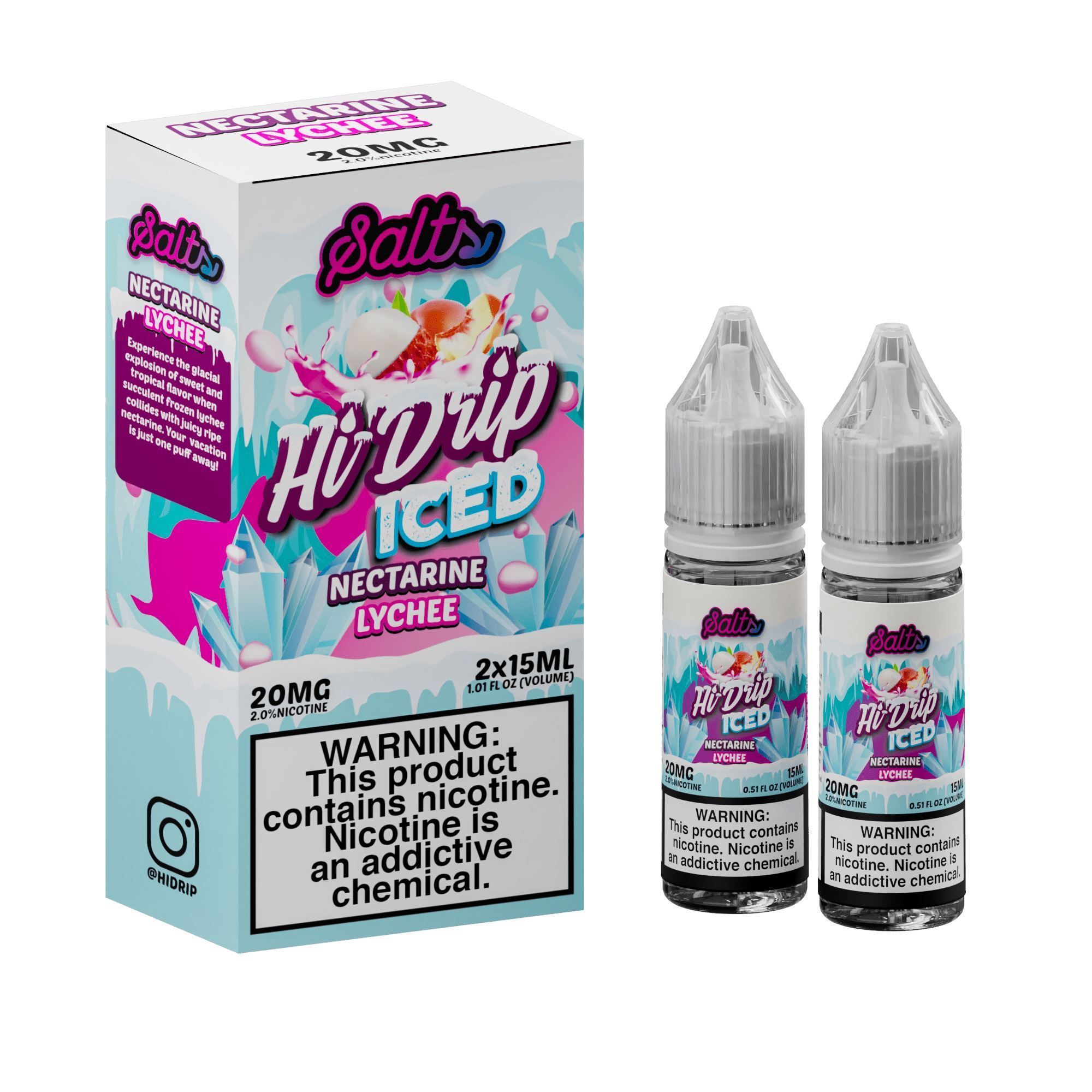 Iced Nectarine Lychee by Hi-Drip Salts 30ml with packaging