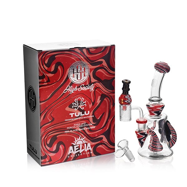 High Society - Tulu Premium Wig Wag Concentrate Rig Red Black with packaging