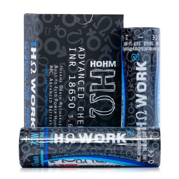 Hohm Tech Hohm Work 18650 Battery | 2547mAh | 25.3A | 2-Pack with packaging
