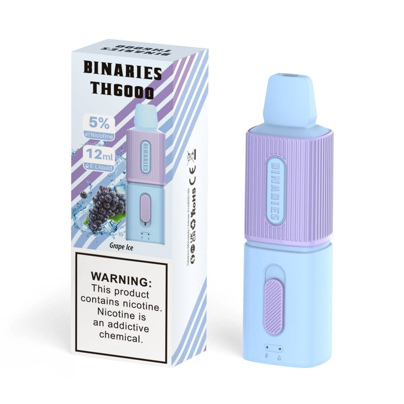 HorizonTech – Binaries Cabin Disposable TH | 6000 Puffs | 12mL | 50mg Grape Ice with packaging