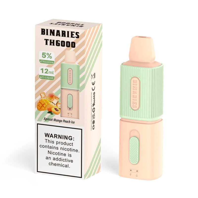 HorizonTech – Binaries Cabin Disposable TH | 6000 Puffs | 12mL | 50mg Apricot Mango Peach ice with packaging