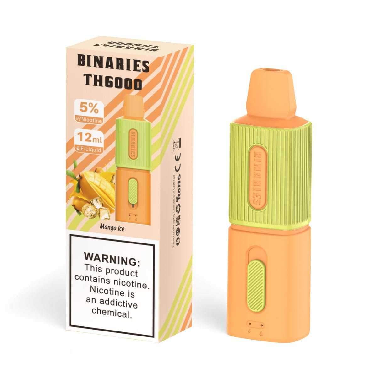 HorizonTech – Binaries Cabin Disposable TH | 6000 Puffs | 12mL | 50mg Mango Ice with packaging
