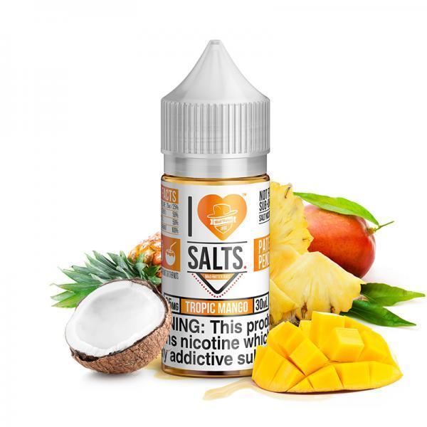 Tropical Mango by I Love Salts 30ml bottle with background