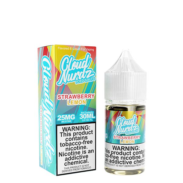 Iced Strawberry Lemon by Cloud Nurdz TFN Salts E-Liquid 30ml with packaging