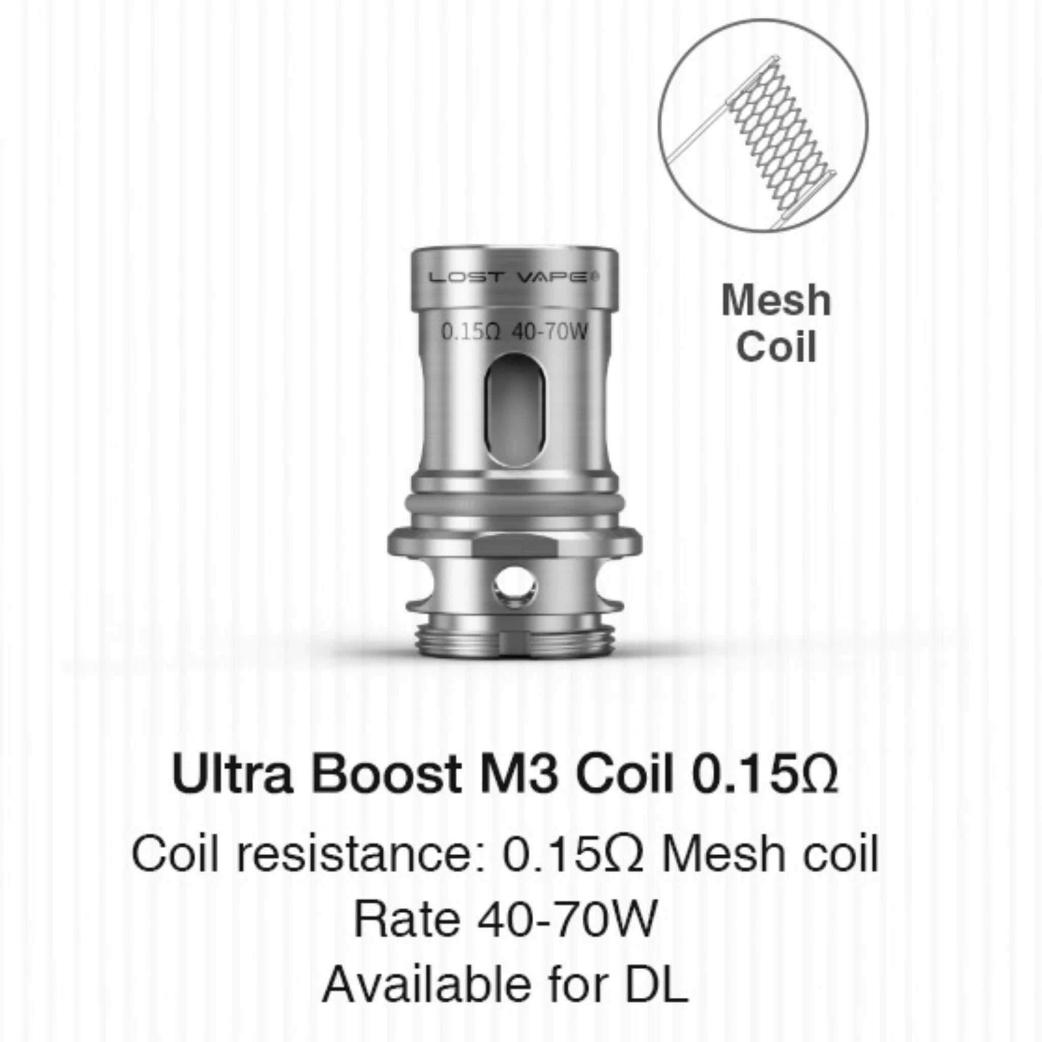Lost Vape Ultra Boost Coils (5-Pack) 0.15 ohm M3 Coil without packaging