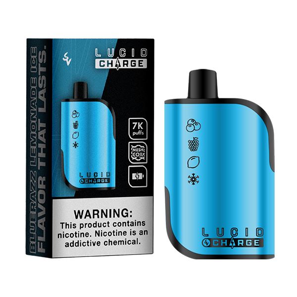 Lucid Charge Disposable | 7000 Puffs | 14mL | 50mg bluerazz lemonade ice with packaging