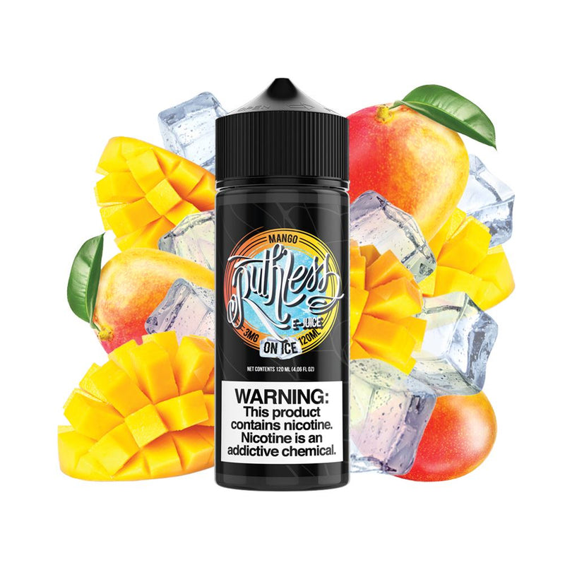 Mango on Ice by Ruthless 120ml Bottle with background